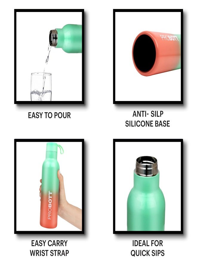 Probott Dream 500ml Stainless Steel Hot and Cold Water Bottle, Vacuum Insulated Flask Bottles, Dual Color Light Green & Orange | Easy to Carry for Travel, Camping, Gym, Sports, Office | Leak Proof - Image 4
